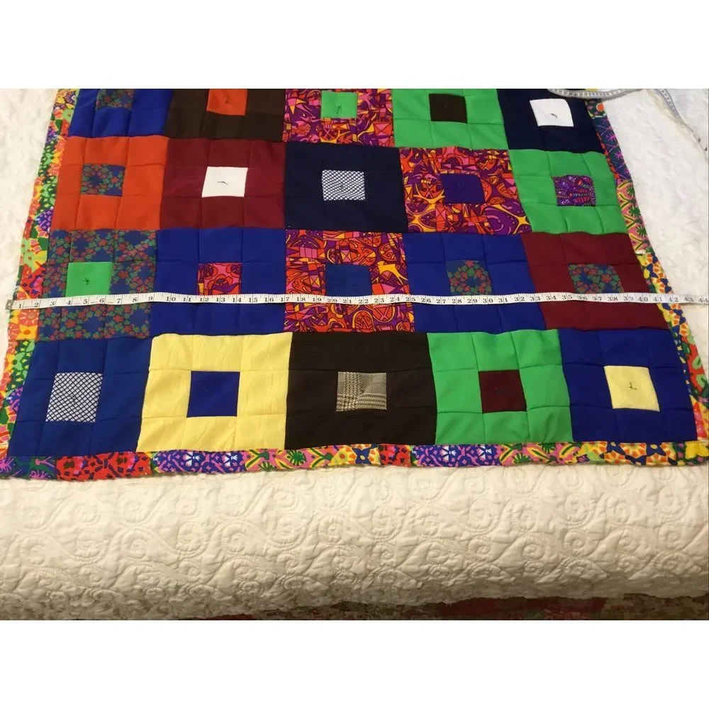 Handmade Baby Quilt Patchwork Block Pattern Crib Quilt Multi Colors‎ 42x42